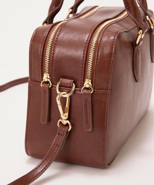 未使用タグ付き ゴールデングース スクエア型ダブルジップボストンバッグ ブラウン 未使用タグ付き ゴールデングース スクエア型ダブルジップボストン