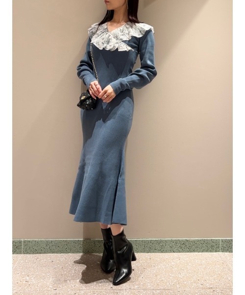 【新品 未使用 タグ付き】最新作　スナイデル　snidel ワンピース　ドレス SNIDEL（スナイデル） ニットワンピース FREE ダークブルー レディース