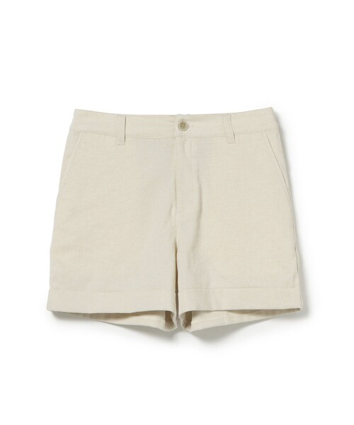パンツ PURPLE LABEL / リネンライク 裾ダブル ショートパンツ レディースの画像