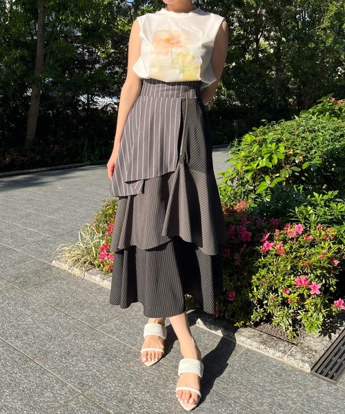 AND COUTURE（アンドクチュール） ロング スカート ストライプパッチ