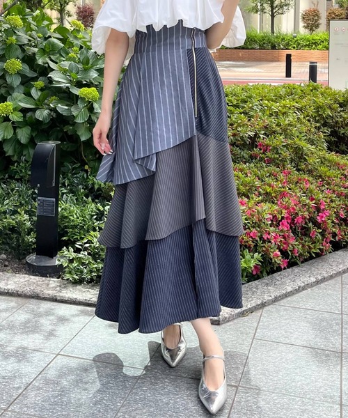 AND COUTURE（アンドクチュール） ロング スカート ストライプパッチ