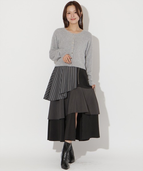 AND COUTURE（アンドクチュール） ロング スカート ストライプパッチ