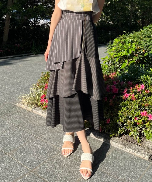 美品★USA古着 2WAY本格パッチワークキルト ロングスカート ウエストゴム AND COUTURE（アンドクチュール） ロング スカート ストライプパッチ