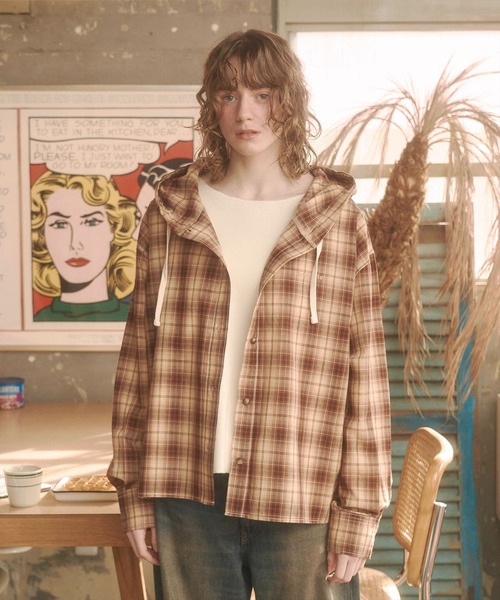 確認用 詳細は追って出品します Zooodle シャツ Checkered hoodie shirt - チェックシャツフーディー