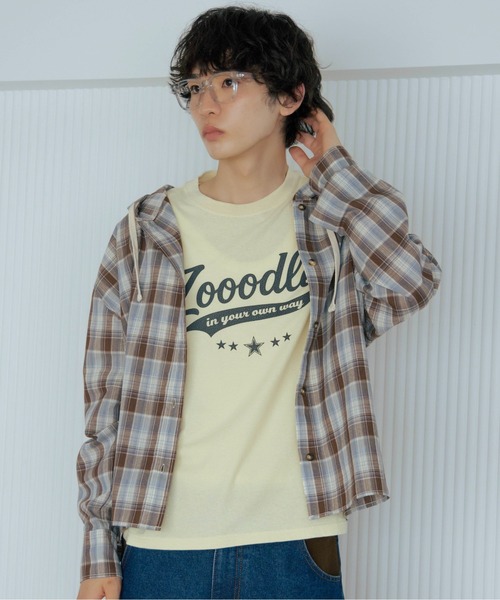 確認用 詳細は追って出品します Zooodle シャツ Checkered hoodie shirt - チェックシャツフーディー