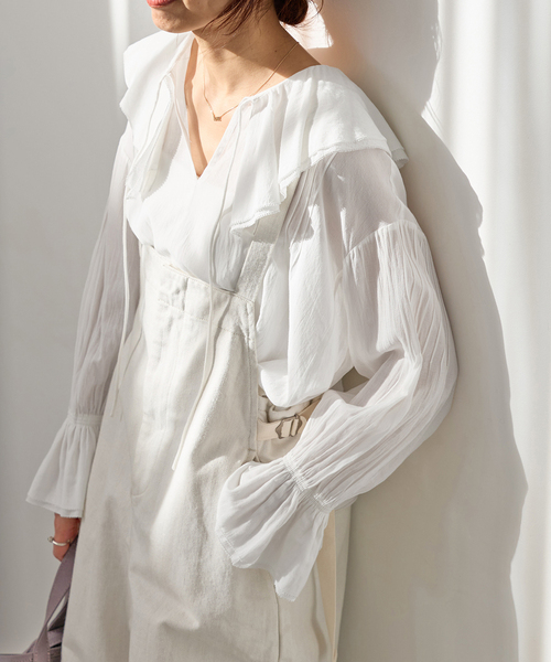 IENA（イエナ） ブラウス シャツ フリルピンタックブラウス レディース