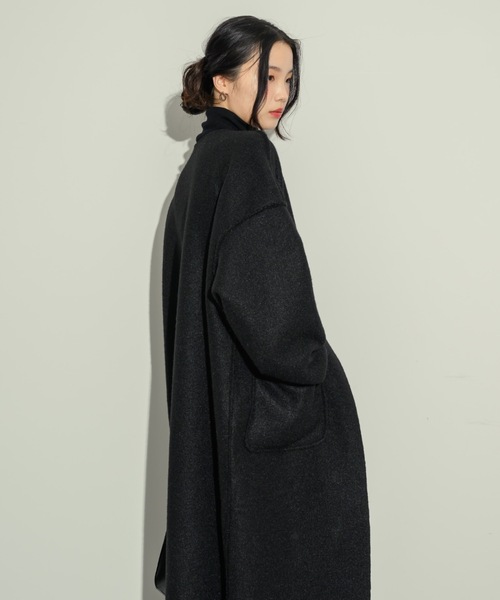 「NEUNA」 ノーカラーコート FREE ブラック レディース_画像2