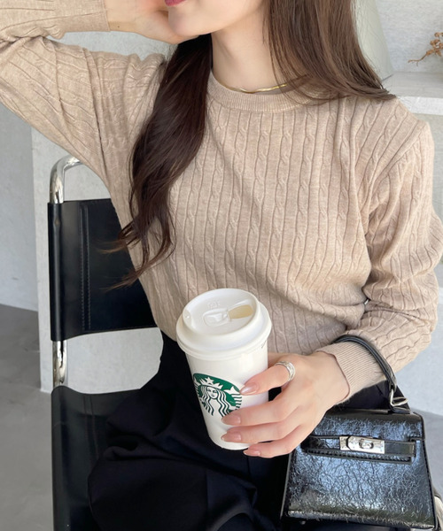 「Ada.」 長袖ニット M ベージュ レディース_画像4