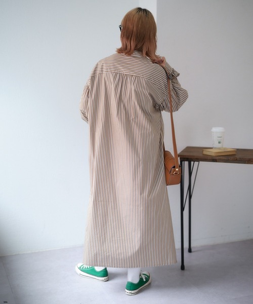 「GEVACO」 長袖ワンピース ONE SIZE ネイビー レディース_画像3