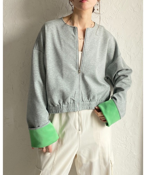 She's Closet ブルゾン アウター ノーカラー長袖 ショート丈 ジップ