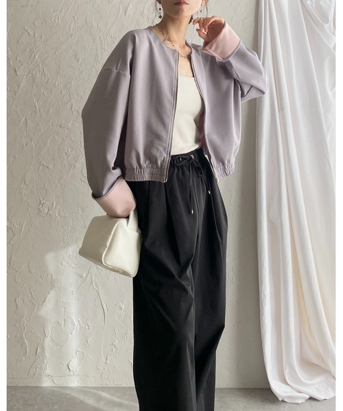 She's Closet ブルゾン アウター ノーカラー長袖 ショート丈 ジップ