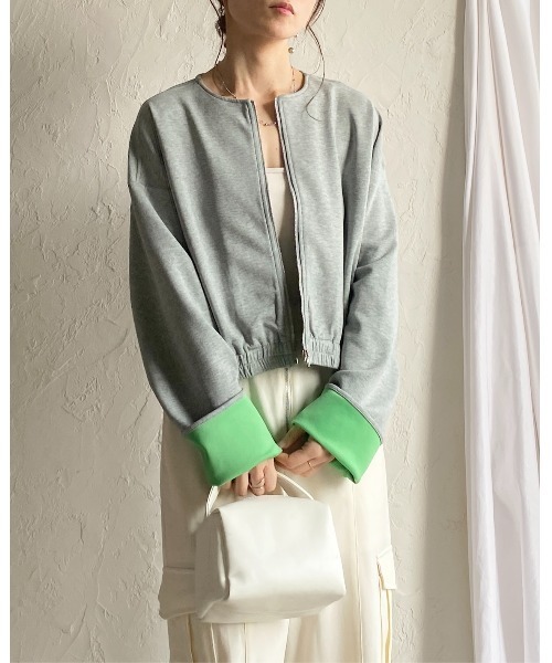 She's Closet ブルゾン アウター ノーカラー長袖 ショート丈 ジップ
