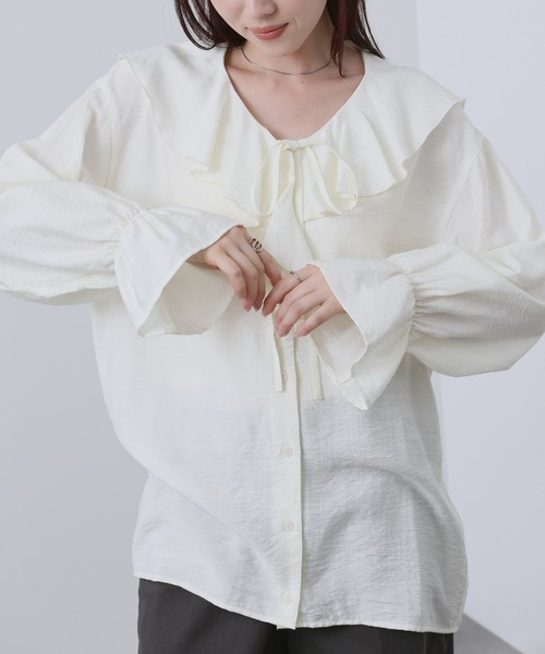 NAVY ブラウス シャツ フリルブラウス レディース : ZOZOTOWN Yahoo!店