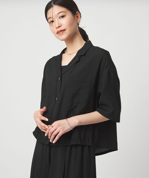 ブラウス シャツ 「WEB限定」「at ease」ポケット オープンカラー シャツ レディースの画像