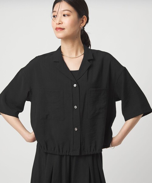 ブラウス シャツ 「WEB限定」「at ease」ポケット オープンカラー シャツ レディースの画像