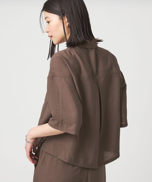 ブラウス シャツ 「WEB限定」「at ease」ポケット オープンカラー シャツ レディースの画像