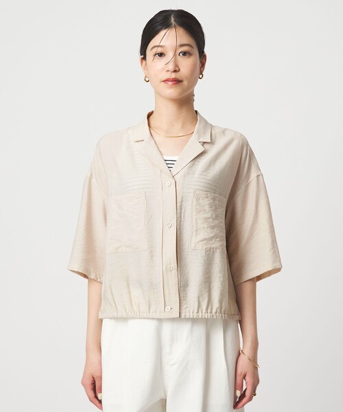 ブラウス シャツ 「WEB限定」「at ease」ポケット オープンカラー シャツ レディースの画像