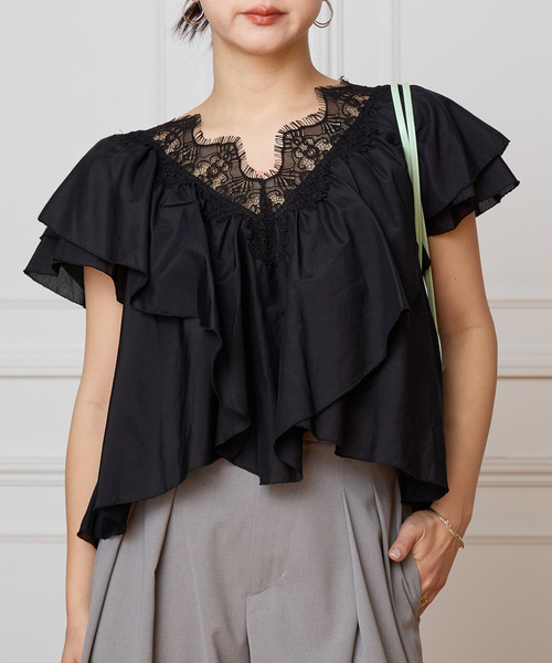 レディースファッション ブラウス シャツ IENA LA BOUCLE レース V 