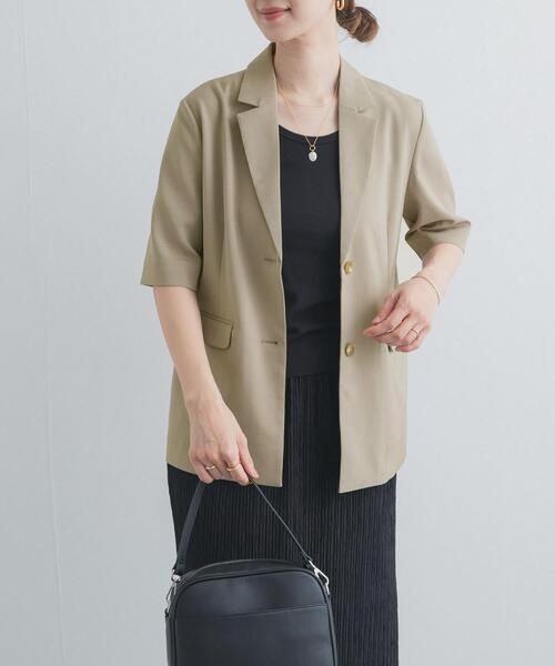 コート アウター 「仁村紗和さん着用」「UR TECH」完声/涼 ハーフスリーブジャケット レディースの画像
