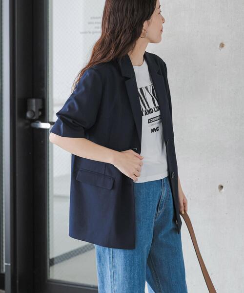 コート アウター 「仁村紗和さん着用」「UR TECH」完声/涼 ハーフスリーブジャケット レディースの画像