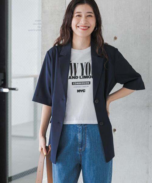 コート アウター 「仁村紗和さん着用」「UR TECH」完声/涼 ハーフスリーブジャケット レディースの画像
