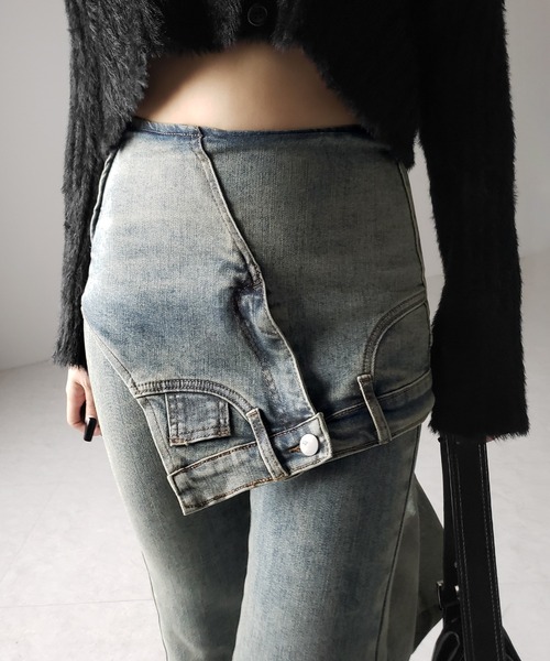 「me+em select」 デニムパンツ MEDIUM ブルー レディース_画像7