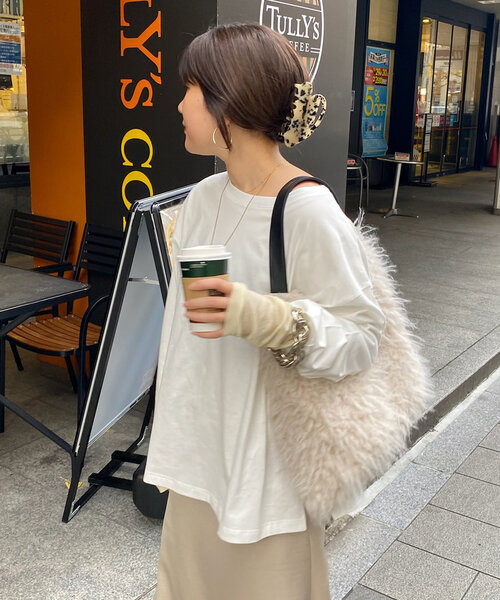 「DouDou」 長袖カットソー FREE ブラウン レディース_画像8