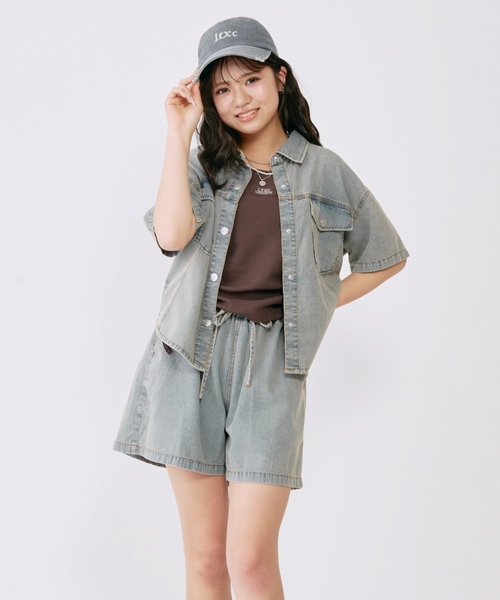 ワンピース 「LTXC/接触冷感」デニムシャツセットアップ キッズ 子供服 女の子の画像