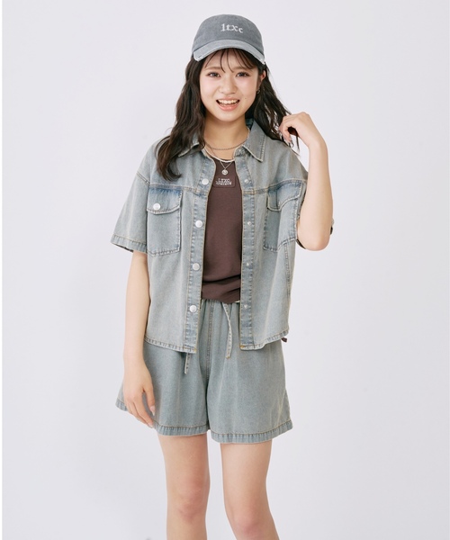 ワンピース 「LTXC/接触冷感」デニムシャツセットアップ キッズ 子供服 女の子の画像