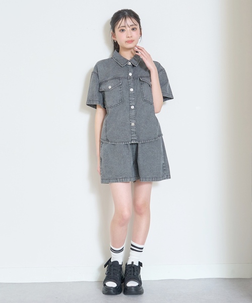 ワンピース 「LTXC/接触冷感」デニムシャツセットアップ キッズ 子供服 女の子の画像