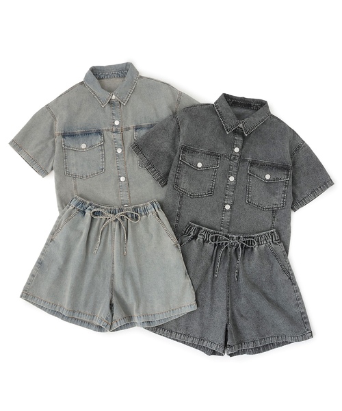 ワンピース 「LTXC/接触冷感」デニムシャツセットアップ キッズ 子供服 女の子の画像