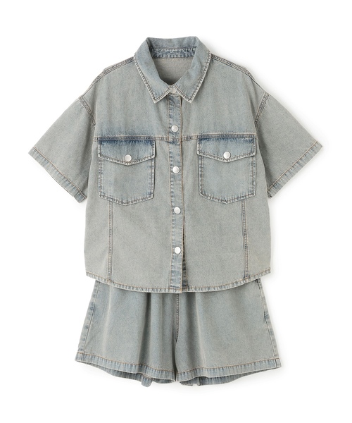 ワンピース 「LTXC/接触冷感」デニムシャツセットアップ キッズ 子供服 女の子の画像