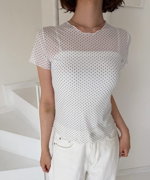 frunco tシャツ 半袖 ドットシースルートップス レディース : ZOZOTOWN 