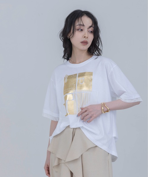 Eimee Law（エイミーロウ） tシャツ 半袖 箔プリント メッシュ