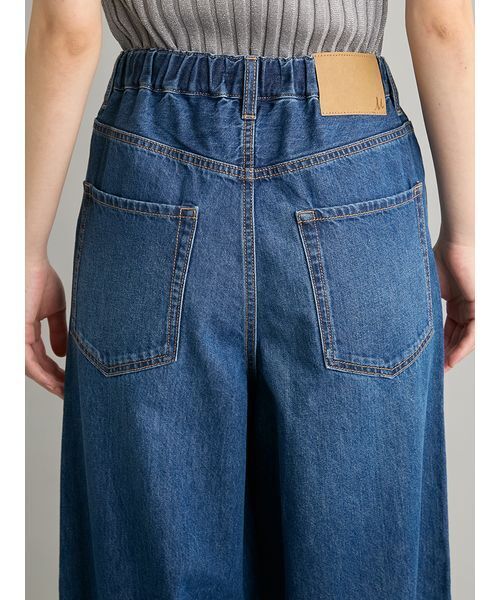 ワイドパンツ ジーンズ デニム デニムパンツ ウエストゴムドロストイージーデニムパンツ レディースの画像