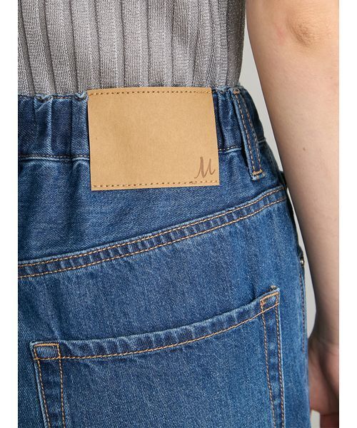 ワイドパンツ ジーンズ デニム デニムパンツ ウエストゴムドロストイージーデニムパンツ レディースの画像