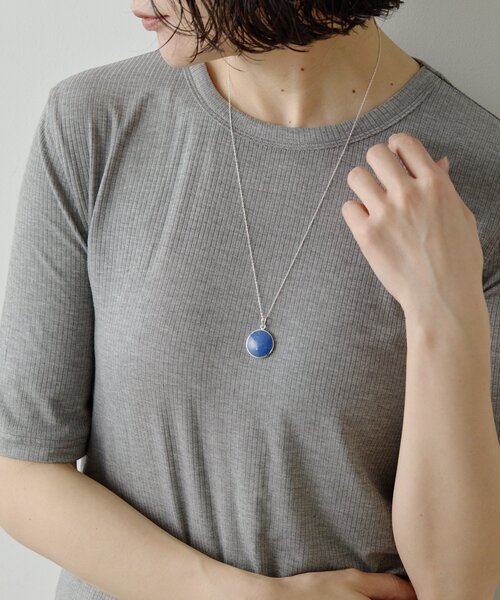 ネックレス 「スターリングシルバー使用」シェルプレート太陽と月ネックレス レディースの画像