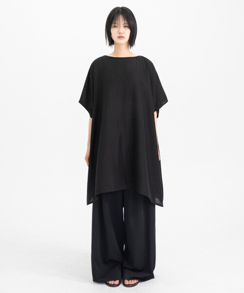 ブラウス シャツ eunoia｜ボートネックポンチョ WOMEN レディースの画像