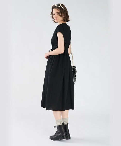 To b. by agnes ワンピース 半袖 コットン ウエストリボン ショート