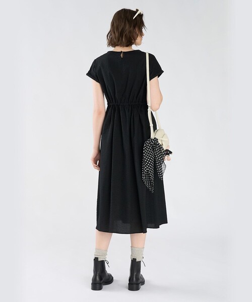 To b. by agnes ワンピース 半袖 コットン ウエストリボン ショート