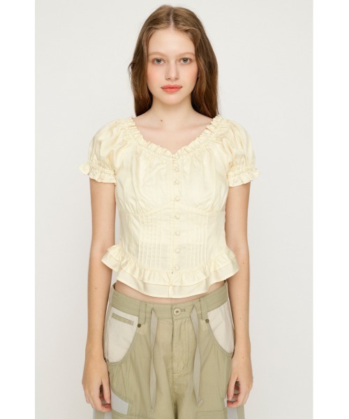 SLY（スライ） uvカット ブラウス シャツ 半袖 PUFF SLEEVES WOVEN