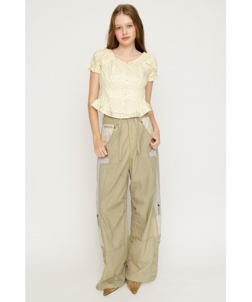 SLY（スライ） ブラウス シャツ 半袖 PUFF SLEEVES WOVEN TOPS