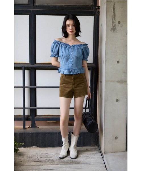 SLY（スライ） ブラウス シャツ 半袖 PUFF SLEEVES WOVEN TOPS