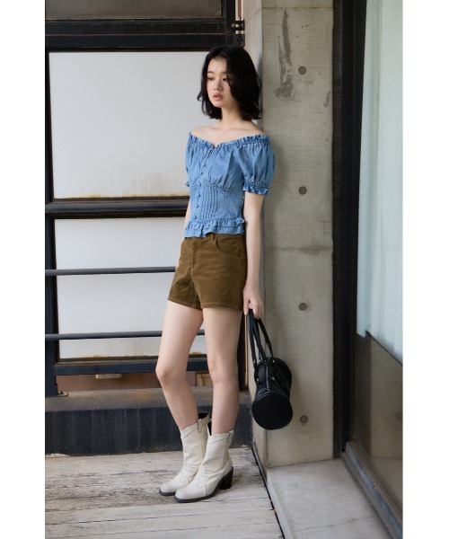 SLY（スライ） ブラウス シャツ 半袖 PUFF SLEEVES WOVEN TOPS