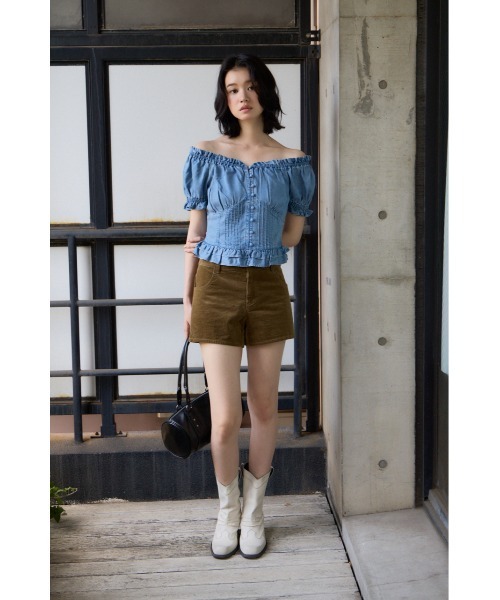 SLY（スライ） ブラウス シャツ 半袖 PUFF SLEEVES WOVEN TOPS