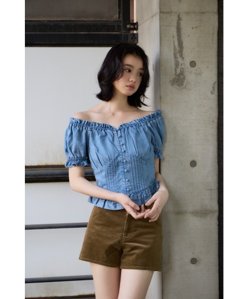 SLY（スライ） ブラウス シャツ 半袖 PUFF SLEEVES WOVEN TOPS 