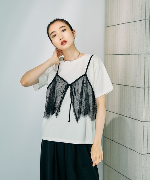 LEPSIM（レプシィム） tシャツ 半袖 2WAYレースキャミT 816421