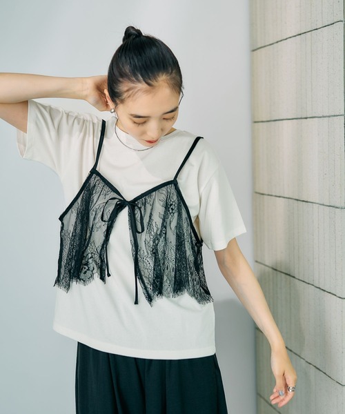 LEPSIM（レプシィム） tシャツ 半袖 2WAYレースキャミT 816421