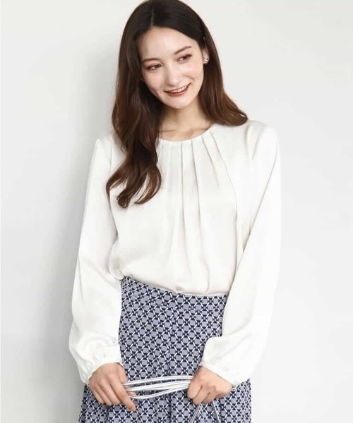 「MK MICHEL KLEIN」 長袖ブラウス 38 アイボリー レディース_画像2