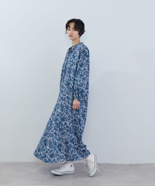 リバティ　ロングワンピース　アデュートリステス　花柄　シャツワンピース ADIEU TRISTESSE（アデュートリステス） シャツワンピース リバティ
